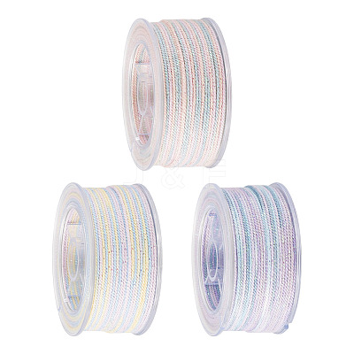 3 Roll 3 Colors Segment Dyed Cotton & Metallic String Threads OCOR-TA0004-12-1