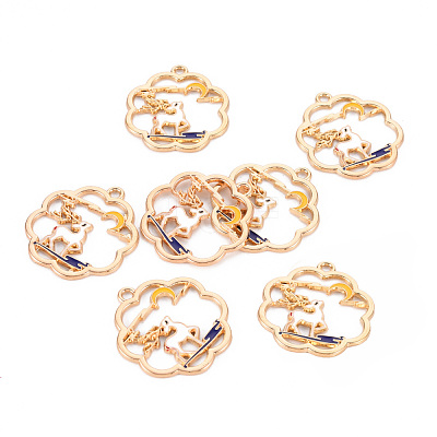 Eco-Friendly Alloy Enamel Pendants ENAM-T011-61-NR-1