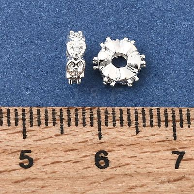 Brass Micro Pave Clear Cubic Zirconia Spacer Beads KK-Z156-13S-02-1