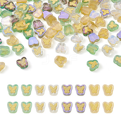 96Pcs 4 Colors Electroplate Transparent Handmade Lampwork Beads LAMP-CW0001-02-1