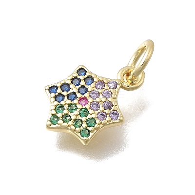 Brass Micro Pave Cubic Zirconia Snaowflake Charms KK-D431-041B-G-1