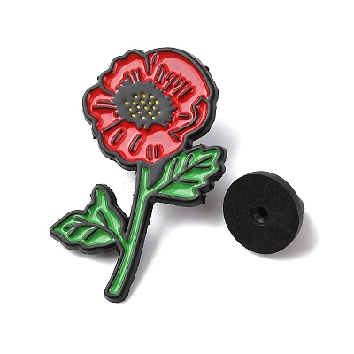 Poppy Flower Enamel Pins JEWB-A038-10A-EB-1