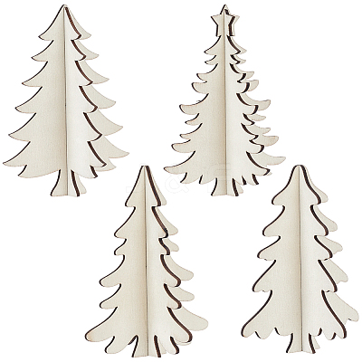 4 Styles Christmas Theme Unfinished Wood Solid Display Decorations DJEW-WH20002-21A-1