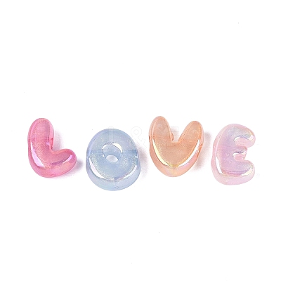 Luminous UV Plating Transparent Acrylic European Beads OACR-Q204-24-1