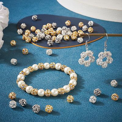 80Pcs 4 Colors Brass Rhinestone Beads KK-TA0002-11B-1