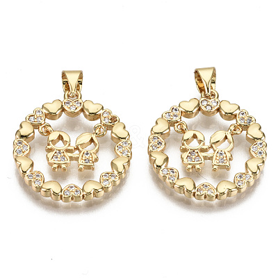 Brass Micro Pave Clear Cubic Zirconia Pendants ZIRC-S067-054-NF-1