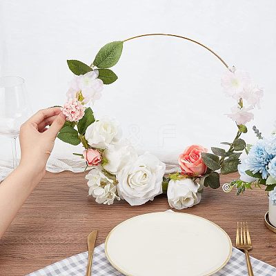 Iron Craft Hoop and Wood Pedestal Kit DIY-WH0343-71-1