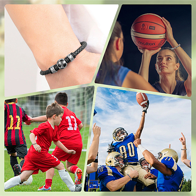20Pcs Alloy Black Enamel Sport Ball European Beads ENAM-HS0001-02-1