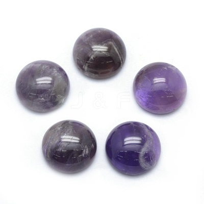 Natural Amethyst Cabochons G-P393-R14-14mm-1