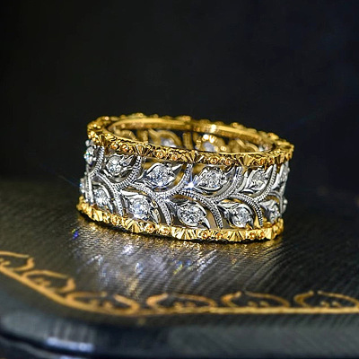 Brass Micro Pave Clear Cubic Zirconia Finger Rings FS-WG88BF1-01-1