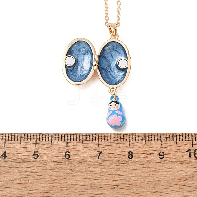 Magnetic Brass Enamel Egg with Girls Locket Pendant Necklaces for Women KK-CBAF5B9-02G-01-1