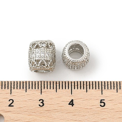 Brass Micro Pave Cubic Zirconia European Beads KK-P297-05P-01-1