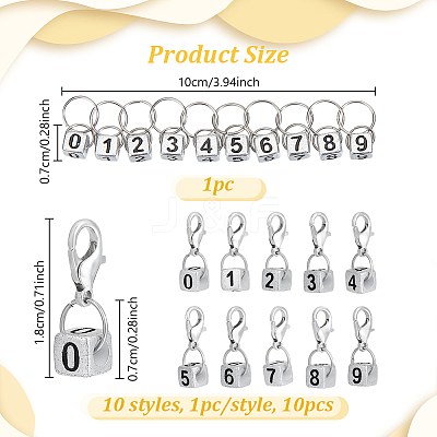 DIY Cube with Number 0~9 Knitting Tool Sets HJEW-NB00198-1