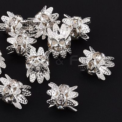 Brass Rhinestone Bead Caps RB-H042-14-1