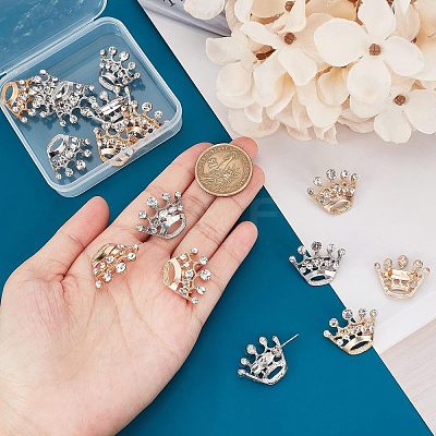 16pcs 2 Colors Crystal Rhinestone Crown Brooches JEWB-CA0001-10-1