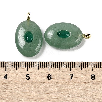 Natural Green Aventurine & Cubic Zirconia Pendants G-Z076-01G-04-1