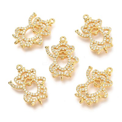Brass Micro Pave Clear Cubic Zirconia Open Back Bezel Links Connectors ZIRC-J024-13G-1