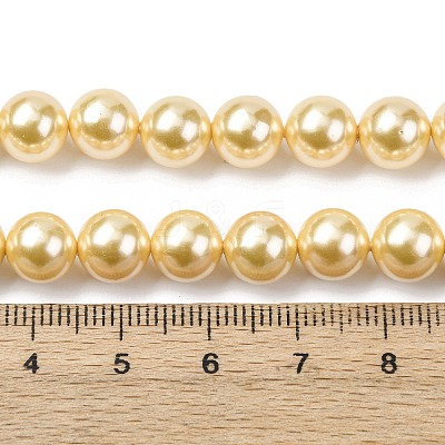 Electroplated Shell Pearl Beads Strands BSHE-G041-8mm-01-1