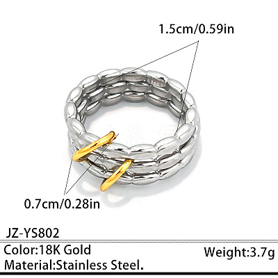 Two Tone 304 Stainless Steel Finger Rings WG54557-04-1