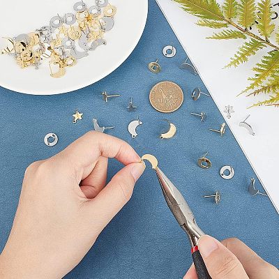 304 Stainless Steel Stud Earring Findings STAS-UN0020-27-1