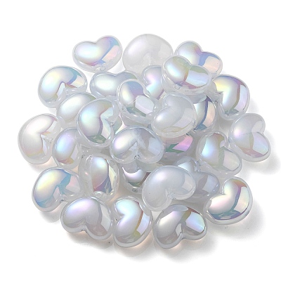 UV Plating Rainbow Iridescent Imitation Jelly Acrylic Beads OACR-C007-08D-1