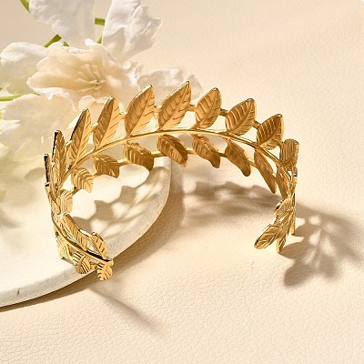 304 Stainless Steel Open Cuff Bangles for Women BJEW-Z083-02G-09-1