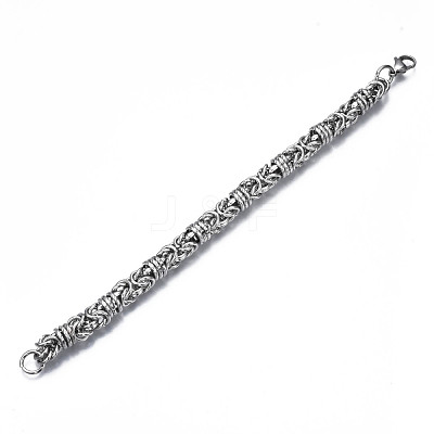 Non-Tarnish 201 Stainless Steel Byzantine Chain Bracelets BJEW-S057-93-1