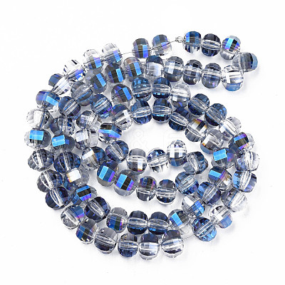 Electroplate Transparent Glass Beads Strands EGLA-N002-30-C07-1