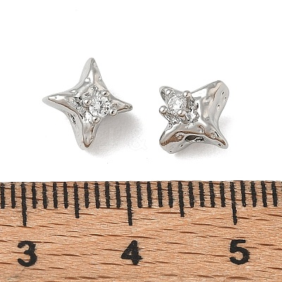 Brass Micro Pave Clear Cubic Zirconia Beads CU-CBAC675-01P-1