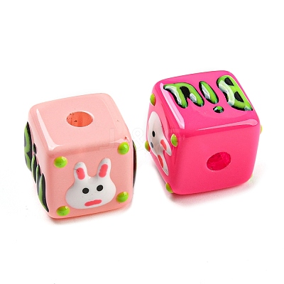 Opaque Acrylic European Beads X-OACR-E027-04-1