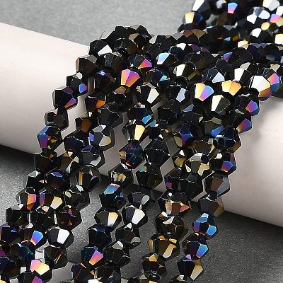 Transparent Electroplate Glass Beads Strands GLAA-F029-3mm-A02-1