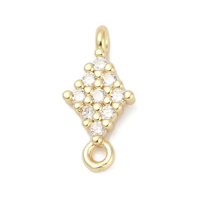 Brass Micro Pave Clear Cubic Zirconia Connector Charms KK-Z094-08G-03-1