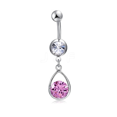 Brass Cubic Zirconia Navel Ring AJEW-EE0004-47A-1