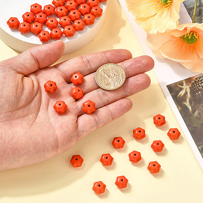 100Pcs Autumn Theme Dyed Synthetic Turquoise Beads G-SP0001-42-1