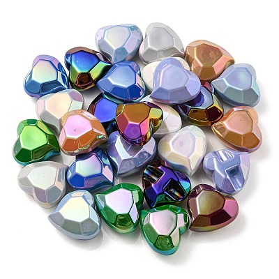 UV Plating Rainbow Iridescent Acrylic Beads OACR-P010-03-1