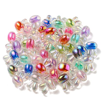 UV Plating Rainbow Iridescent Acrylic Beads PACR-E001-05-1