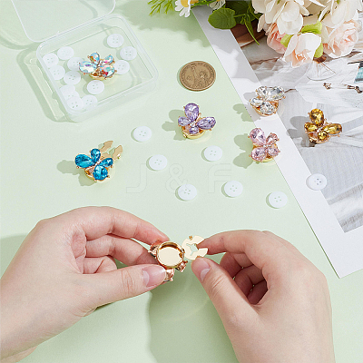 37Pcs Butterfly Alloy Rhinestone Cufflinks and Acrylic Buttons HJEW-PH02308-1