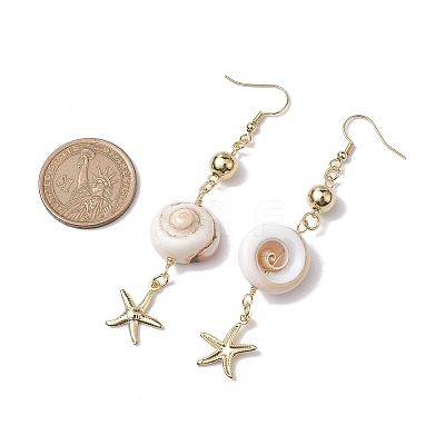 Natural Shiva Eye Shell Dangle Earrings EJEW-JE05798-1