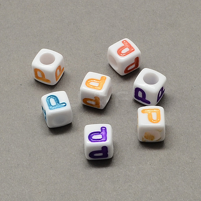 Large Hole Colorful Acrylic Letter European Beads SACR-Q104-02P-1