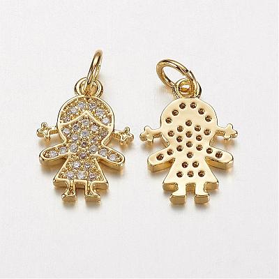Electrophoresis Brass Micro Pave Cubic Zirconia Charms ZIRC-P047-14G-1