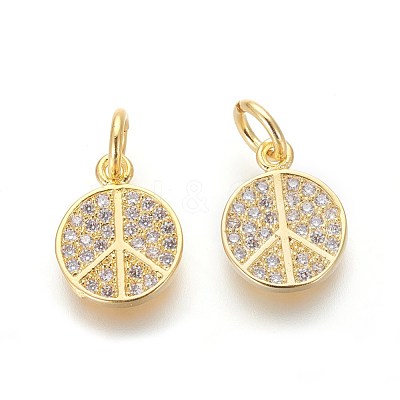 Brass Micro Pave Cubic Zirconia Charms ZIRC-J021-02G-RS-1