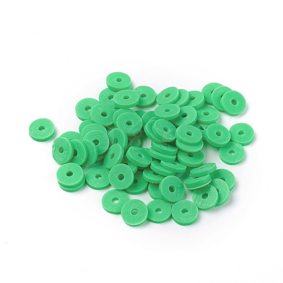 Flat Round Handmade Polymer Clay Beads CLAY-R067-6.0mm-08-1