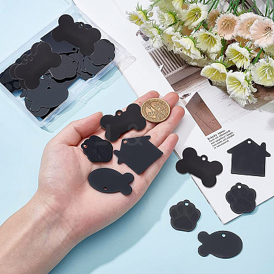 32Pcs 4 Style Aluminium Pendants ALUM-BC0001-66-1