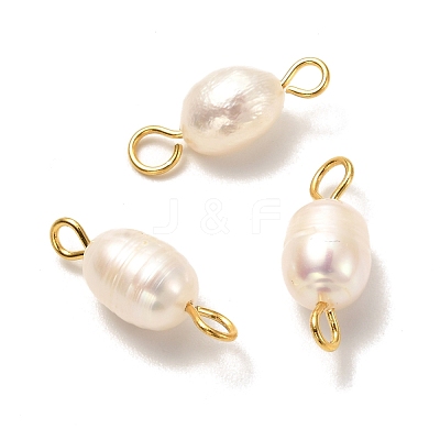 Natural Cultured Freshwater Pearl Beads Links Connectors PALLOY-JF00941-02-1