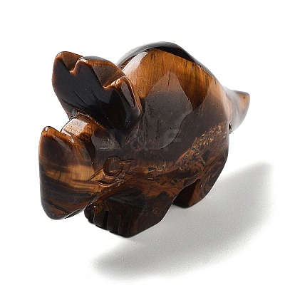Natural Tiger Eye Carved Healing Rhinoceros Figurines DJEW-P016-01H-1