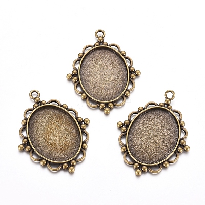 Tibetan Style Pendant Cabochon Settings TIBEP-K020-28AB-NF-1