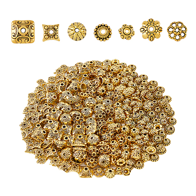 420pcs 7 styles Tibetan Style Bead Caps FIND-DC0003-93-1