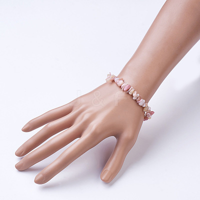Natural Morganite Beaded Stretch Bracelets BJEW-JB02680-03-1