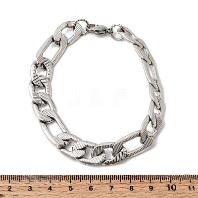 201 Stainless Steel Cuban Link Chains Bracelets for Women Men STAS-T077-19B-01P-1