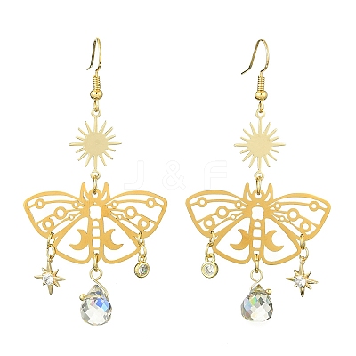 201 Stainless Steel Butterfly Chandelier Earrings with Brass Pins EJEW-TA00388-1
